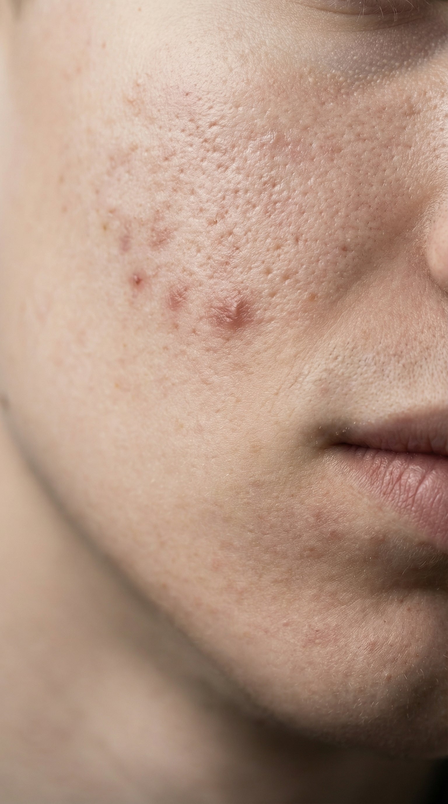 inflamed pimple on cheek showing acne breakout and irritated skin