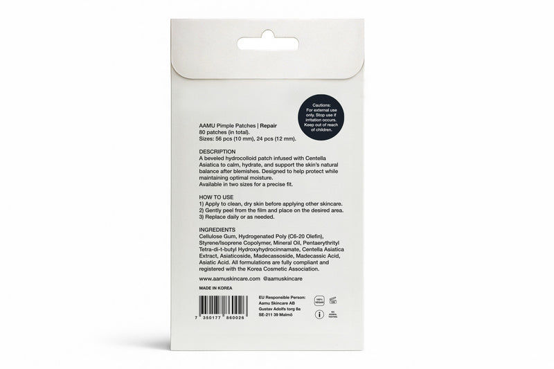 Hydrocolloid patch med centella asiatica som lugnar rodnad